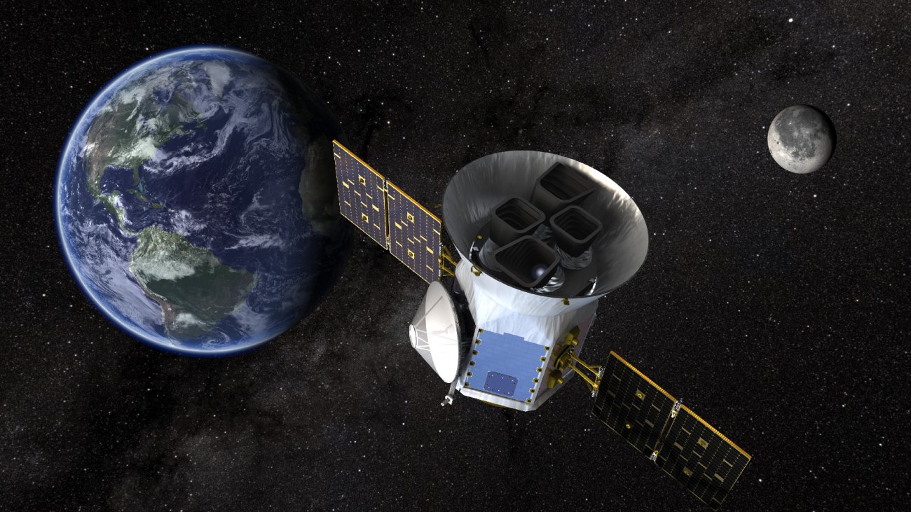 Teleskop kosmiczny TESS (Transiting Exoplanet Survey Satellite) zaprojektowany w celu wyszukiwania planet pozasłonecznych metodą tranzytu. (NASA).